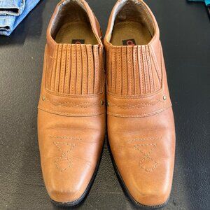 Dingo Ankle Booties Camel Tan Pleated Elastic Front Cowboy Style Womans 8M